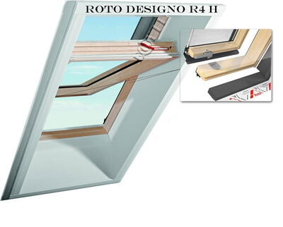 Мансардное окно Roto Designo R4 H (дерево) 74/118